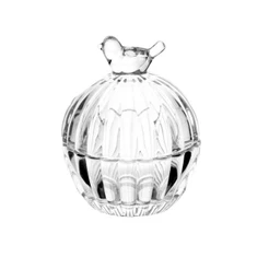 Potiche de Cristal Bird 9,5 cm Wolff com Tampa para Joias Acessórios Doces Balas Decoração Aparador Penteadeira Elegante