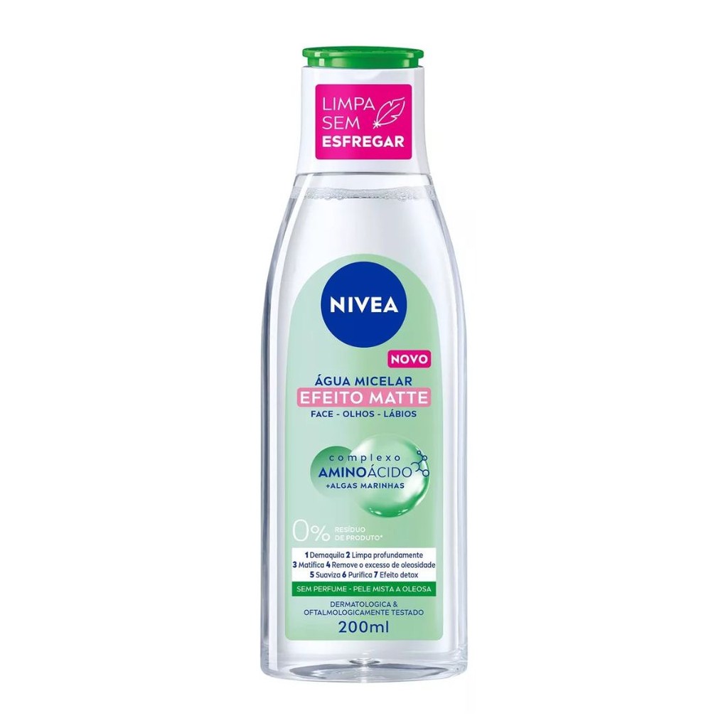 Nivea Água Micelar Facial Solução Limpeza Efeito Matte 200ml