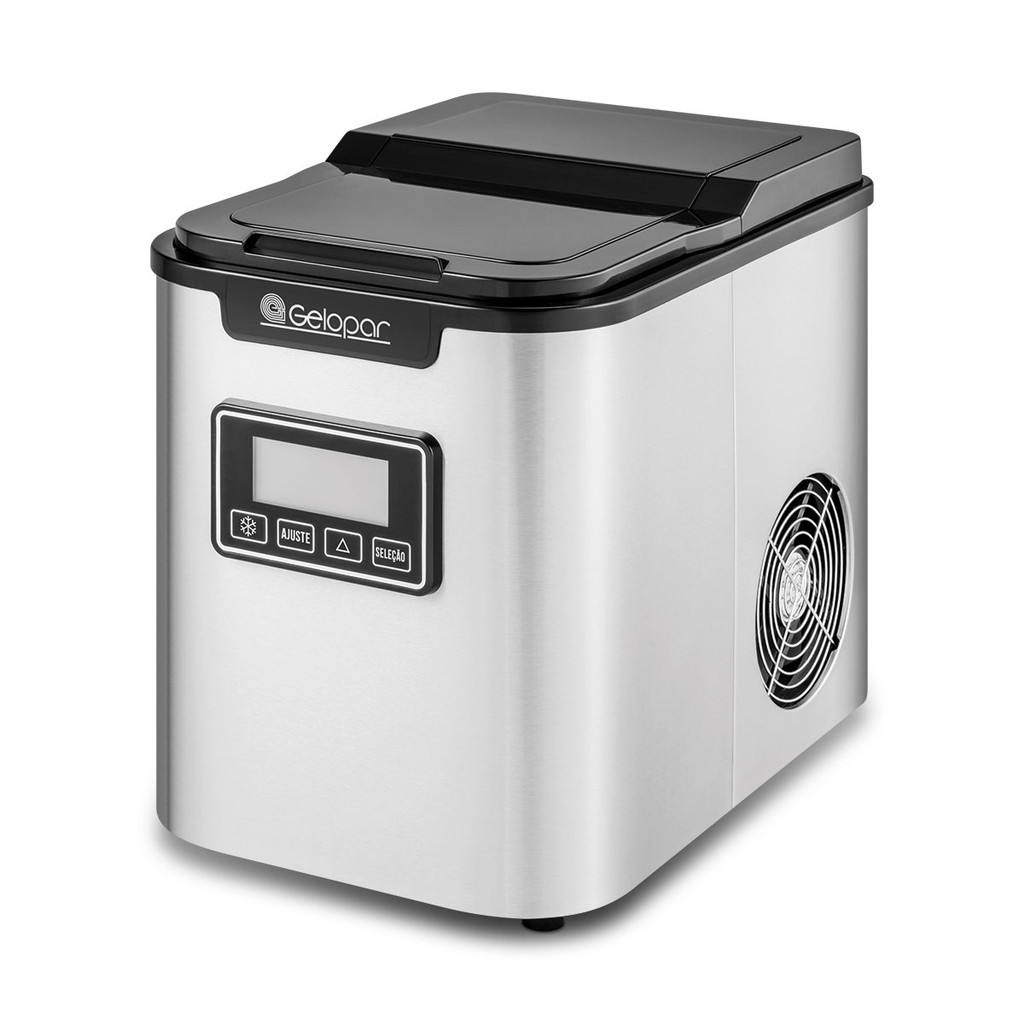 Máquina de Gelo Portátil Gelopar GMGD-15 AI Inox 15kg/dia com Display Digital