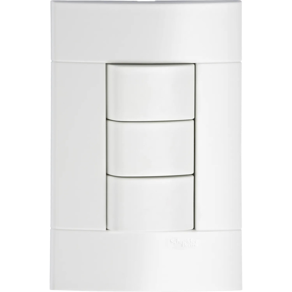 Conjunto Schneider Prime Lunare Interruptor 3 Teclas Simples 10A 250V Branco