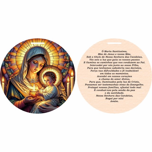 Escapulário Nossa Senhora das Candeias / Nossa Senhora da Luz - Arte Estilo Vitral