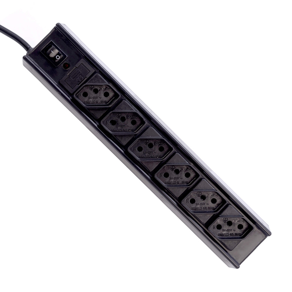 Detalhes do Extensão Filtro De Linha Com 6 Tomadas FL-61BK C3 Tech - 315060080101