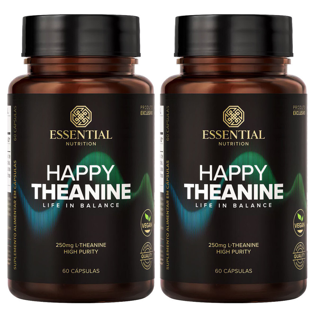 Kit 2 Happy Theanine Essential Nutrition L-teanina 60 Cápsulas