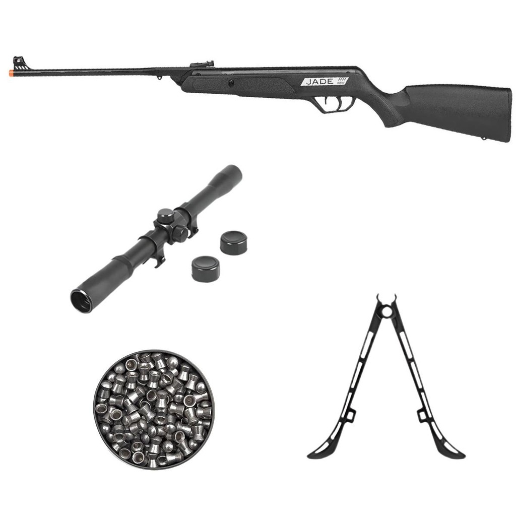 Carabina de Pressão New Jade Oxidada 5.5mm - CBC + Luneta 4x20 + Chumbo + Bipé em Oferta na Shopee