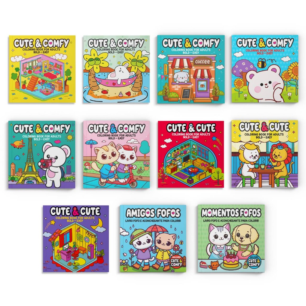 Combo Coloring Book for Adults - Kit com 11 Livros de Colorir Adulto - Books & Magazines