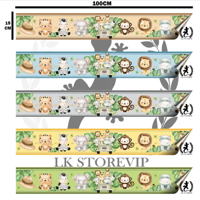 Faixa Adesivo para Quarto de Bebê kit com 5 Tema Safari varios modelos