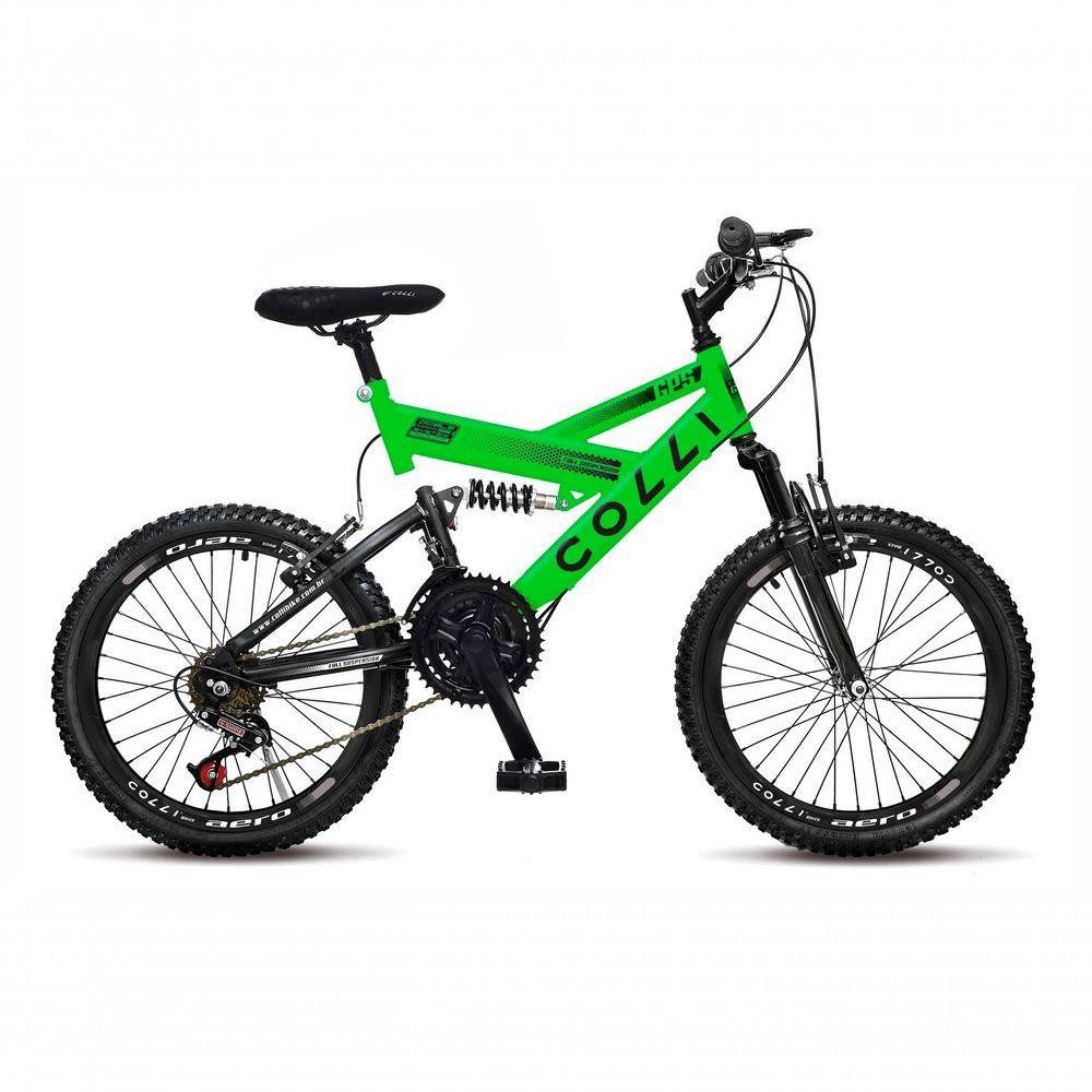 Bicicleta Gps Aro 20 Dupla Suspensão 21 Marchas Colli Verde