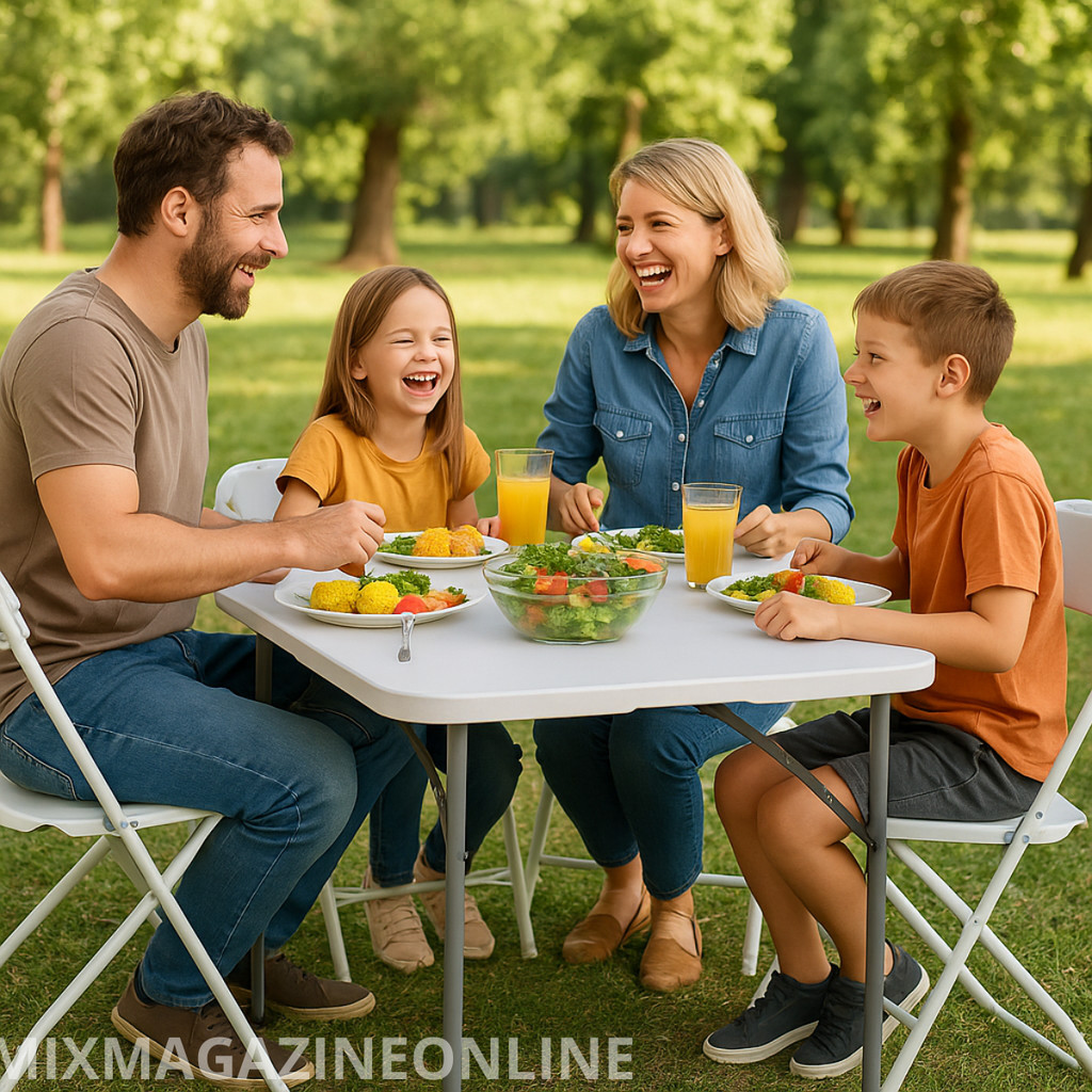 Conjunto de Mesa Dobrável Multiuso com 4 Cadeira Dobrável Robust–Prático e Versátil para Casa/Lazer