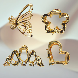 Prendedor de Cabelo de Metal Dourado Sortido Casual e Elegante em Oferta na Shopee