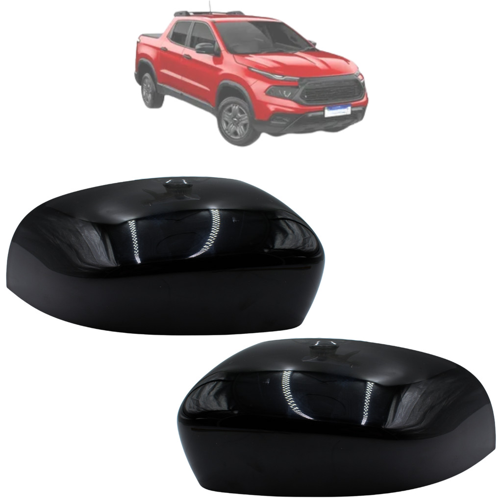 Par Capa Retrovisor Metagal Toro Jeep Compass Commander 2016 Até 2022 Original Preta Lisa