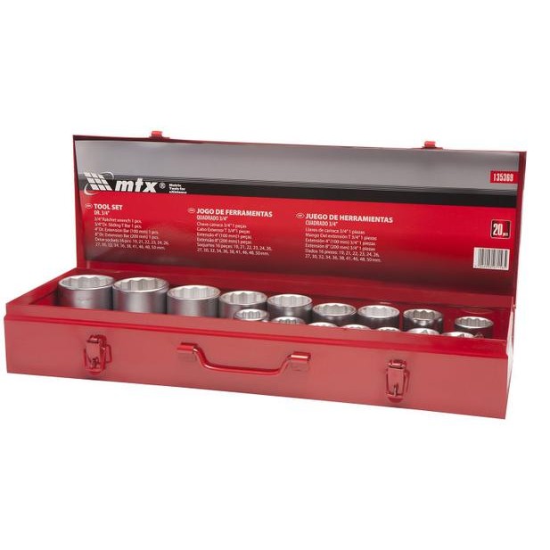 Jogo de Soquete 34 de 19 à 50mm com 20 Peças Estriados 135369 - MTX em Oferta na Shopee