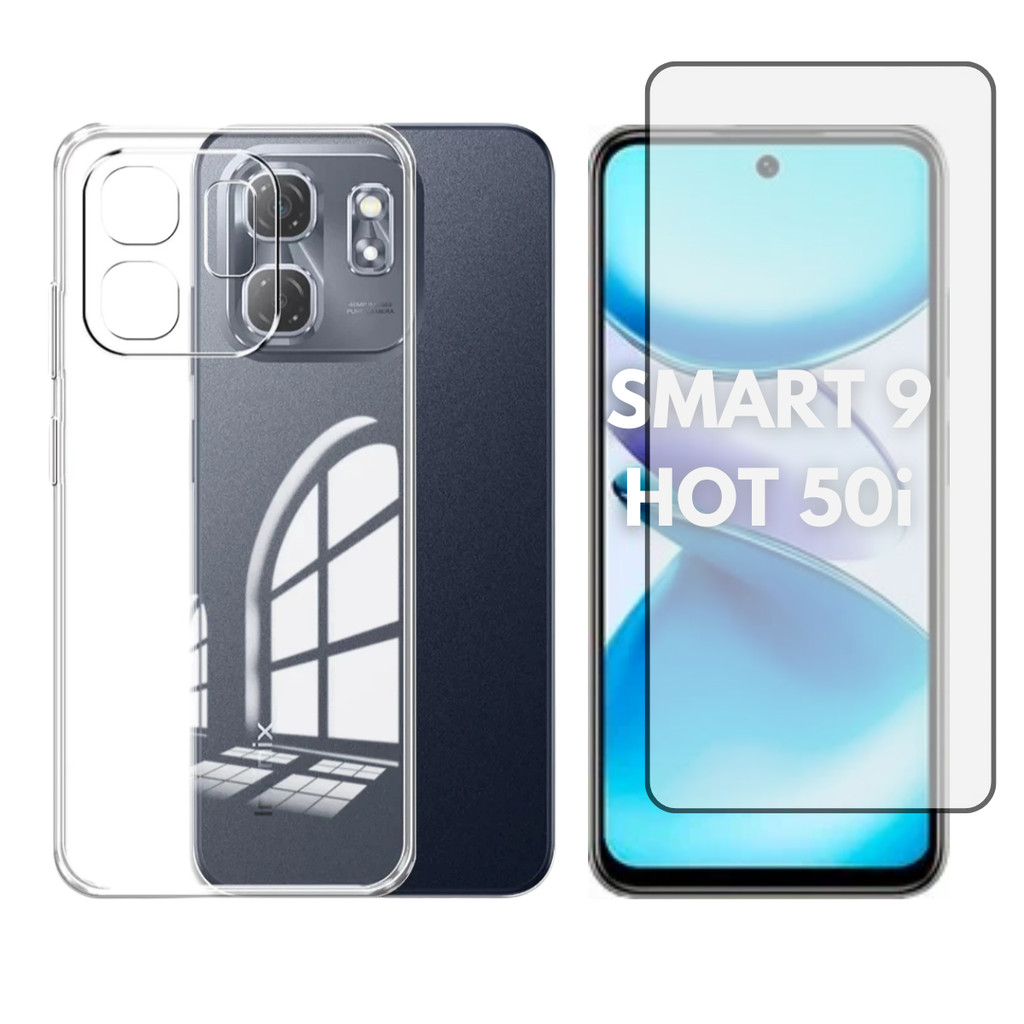 Capa Capinha Transparente Para Smart 9 / Hot 50i + Película 3D Vidro Temperado