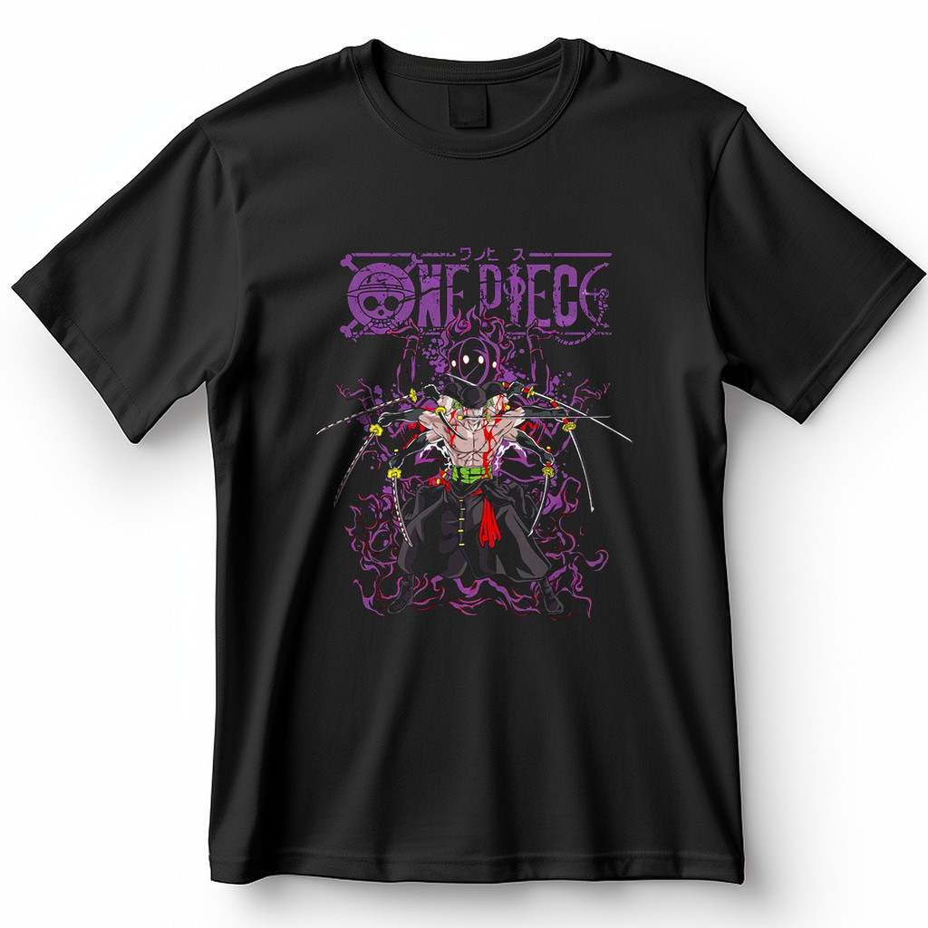 Camiseta Zoro Asura One Piece Espadas Nove Braços Aura Roxa Blusa Camisa 100% Algodão