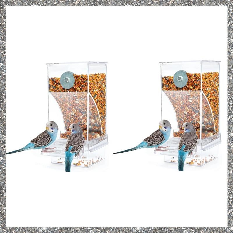 2 Pçs Alimentadores De Pássaros Gaiola De Alimentação Transparente Periquito Recipiente De Sementes Alimentador De Alime em Oferta na Shopee