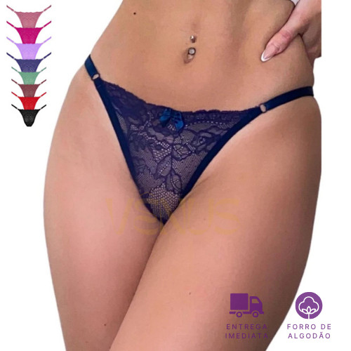 Kit Calcinhas Renda Sexy Fio Dental com Regulagem para Conforto e Estilo em Oferta na Shopee
