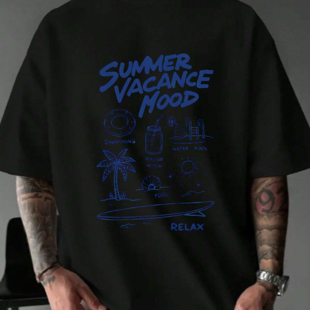 Camiseta Masculina Summer Vacance Mood Relax Streetwear 2025 Novo