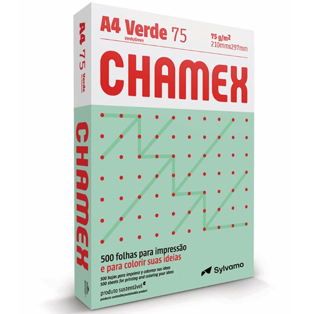 Papel sulfite A4 75g Verde 210x297 com 500 folhas Colors Chamex - Stationery