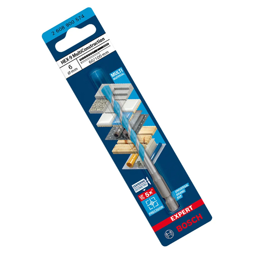 Broca Multimaterial 6mm x 100mm EXPERT HEX-9 MultiConstruction Bosch em Oferta na Shopee