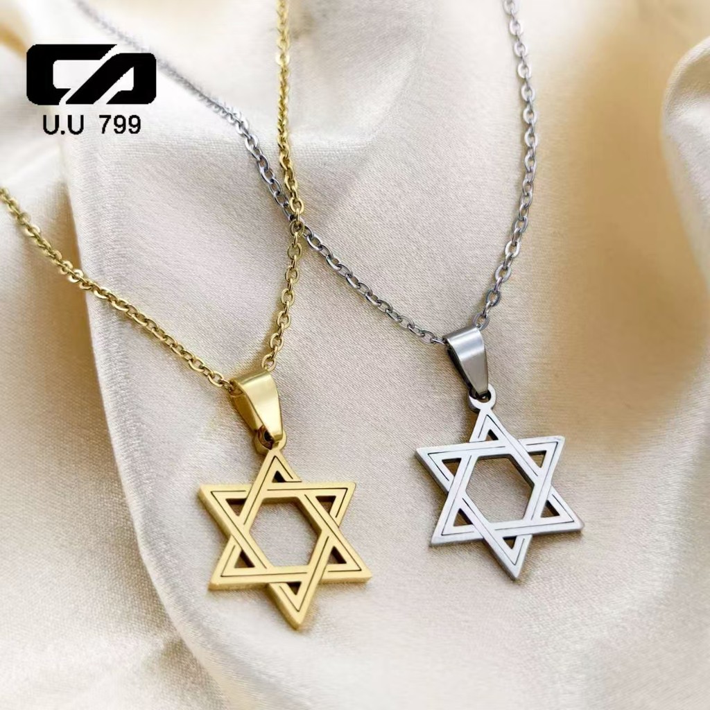 Colar com Estrela de Davi Unissex - Tradição Judaica em Aço Inoxidável