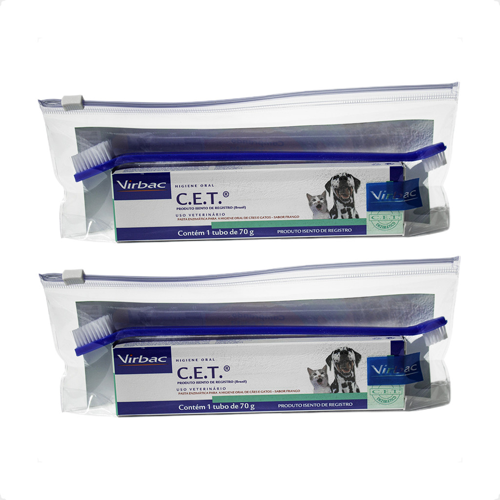 Kit 2 Pasta Dental Virbac Enzimática CET para Cães e Gatos - 70 g em Oferta na Shopee
