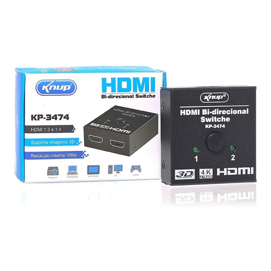 Chaveador Switch Hdmi 2x1 E 1x2 Bi-direcional 4k Ultra Hd 3d