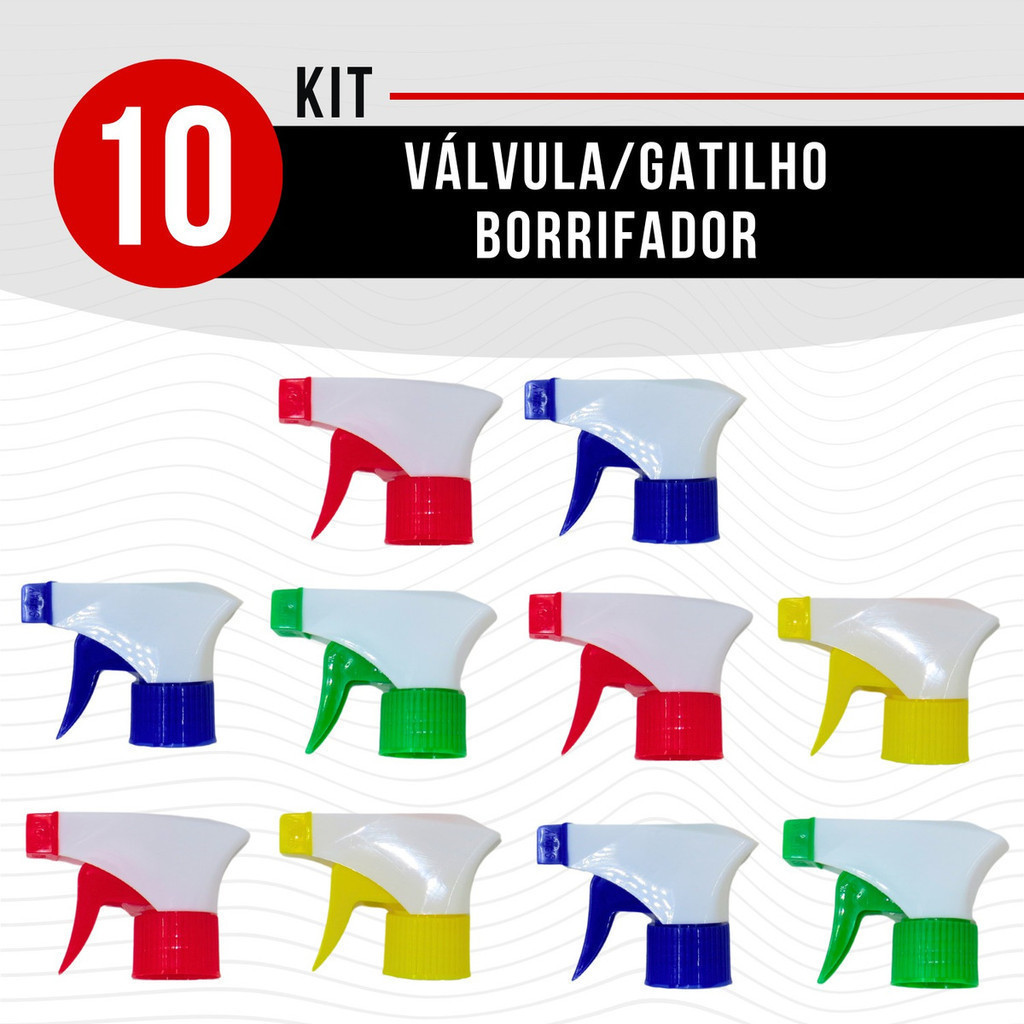 Kit 10 Válvulas Gatilho Borrifador Spray C/ Trava Multiuso