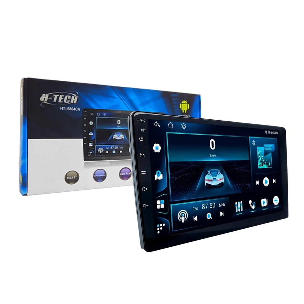 Central Multimídia H-Tech HT-9864CA 9" Android 13 4+64GB Full Touch CarPlay Android Auto