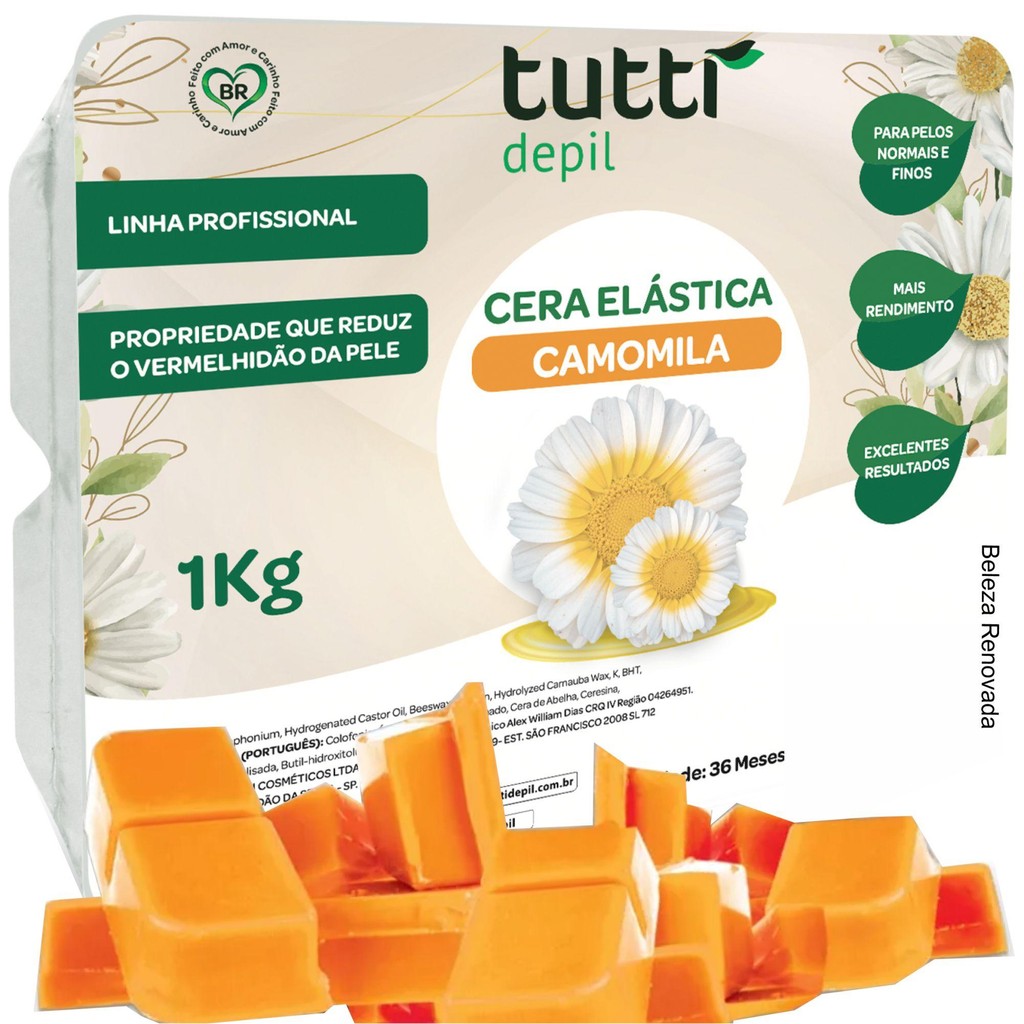 Cera depilação quente elástica corporal 1kg Tutti Depil