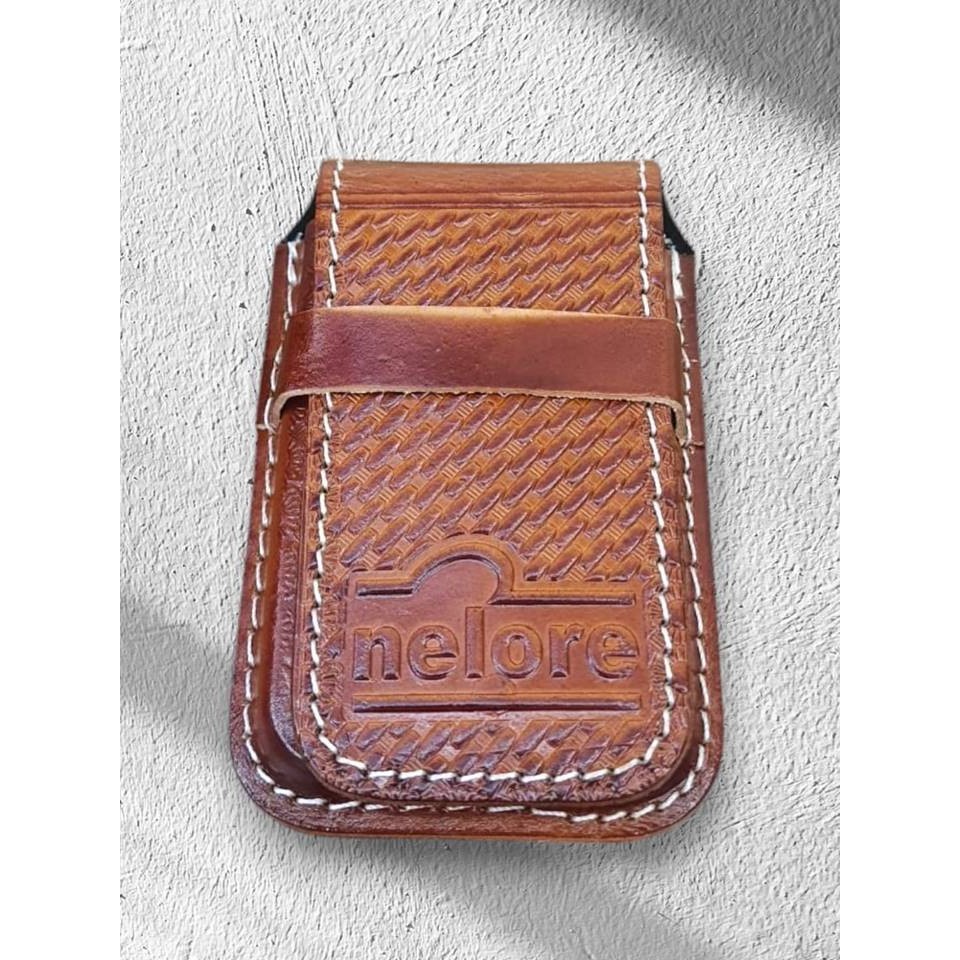 Bainha Capinha para Celular de Couro Legítima Capa Reforçada Proteção Marrom Claro