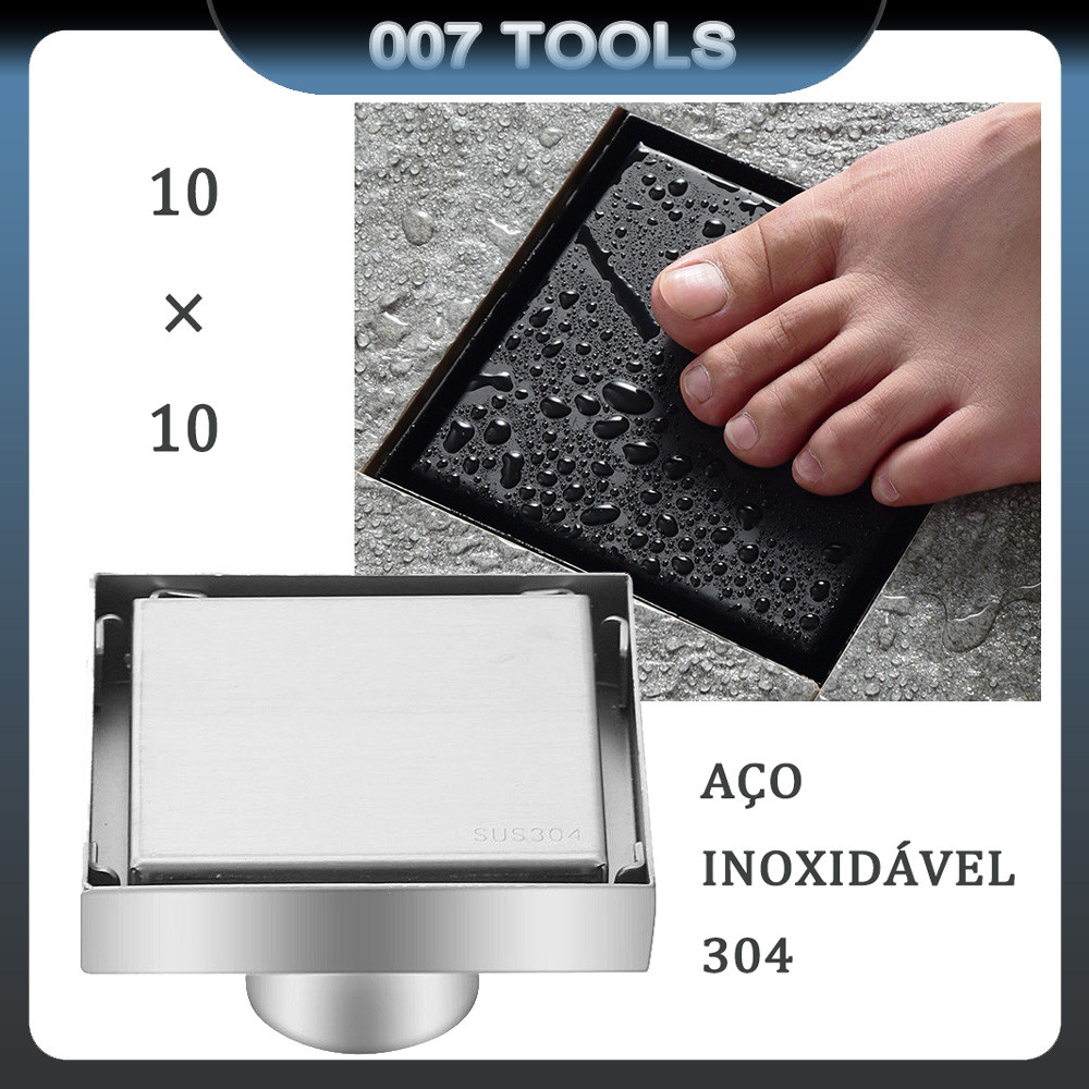 Ralo De Piso De Aço Inoxidável 304 Desodorante E À Prova De Insetos Para Banheiro Ralo Quadrado Invisível