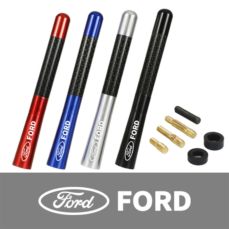 Antena De Rádio De Fibra De Carbono , Mastro Curto E Atarracado De 12cm , Para Ford Fiesta Fusion Mondeo Mustang Ranger