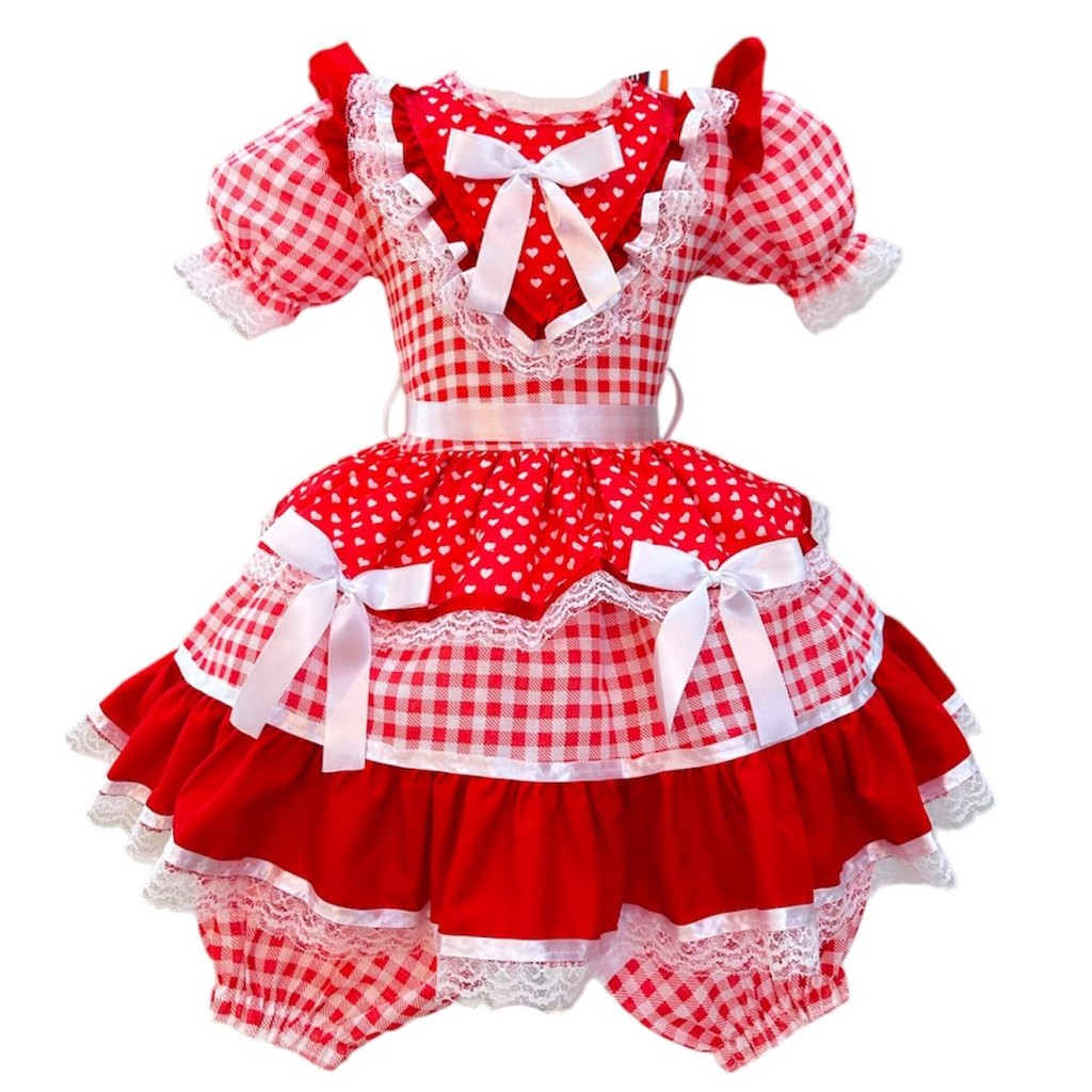 Vestido Junino Caipira Rodado Luxo São João  Festa Menina + Shortinho