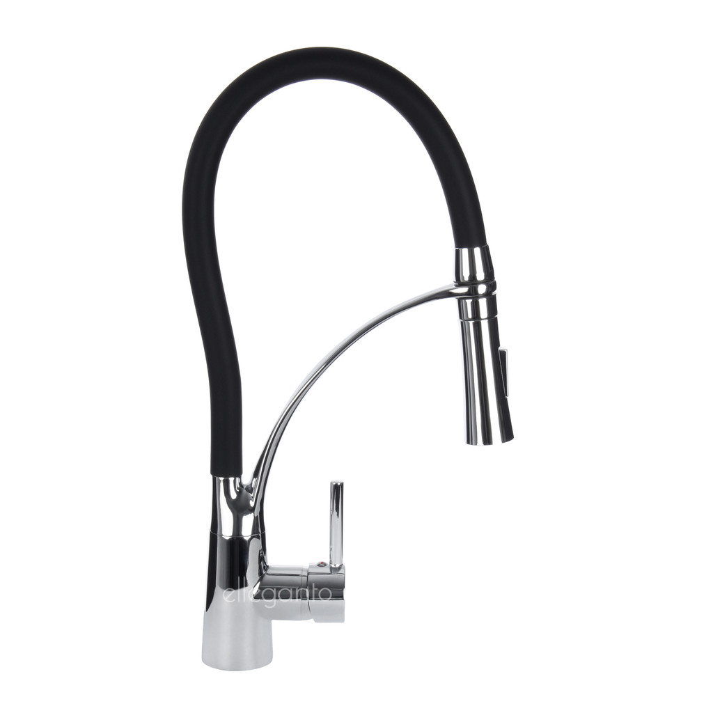 Torneira Cozinha Gourmet Monocomando Flexível Preta Premium