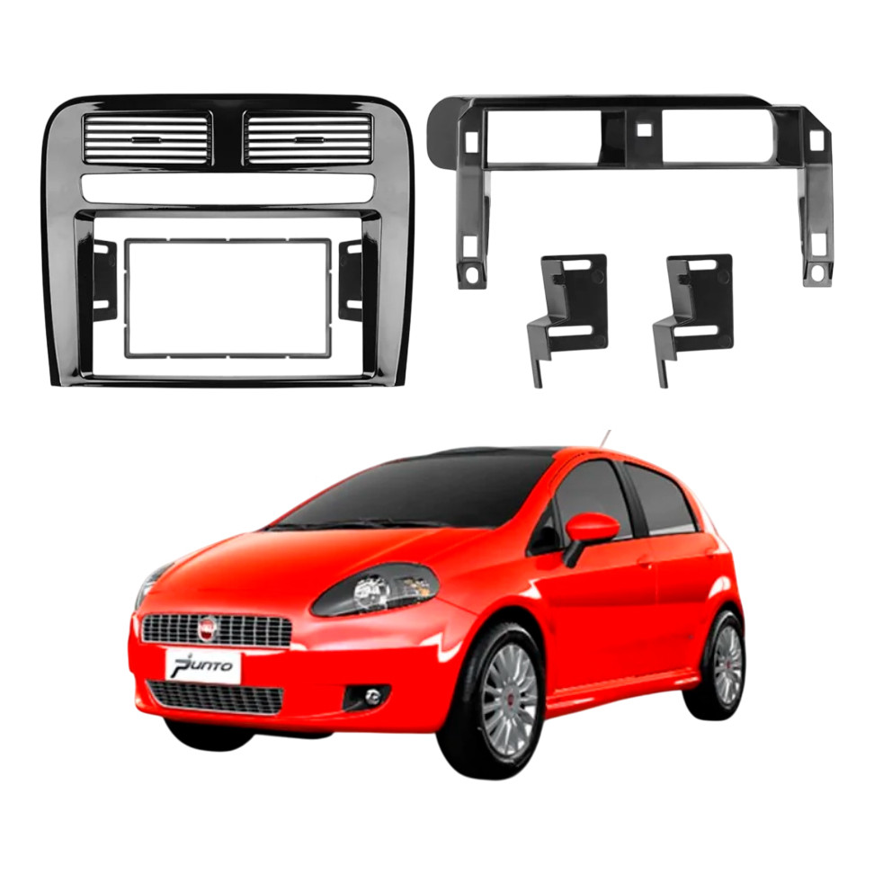MOLDURA PARA CENTRAL MULTIMIDIA MP5 7 POL 2 DIN FIAT PUNTO 2008 A 2012 em Oferta na Shopee
