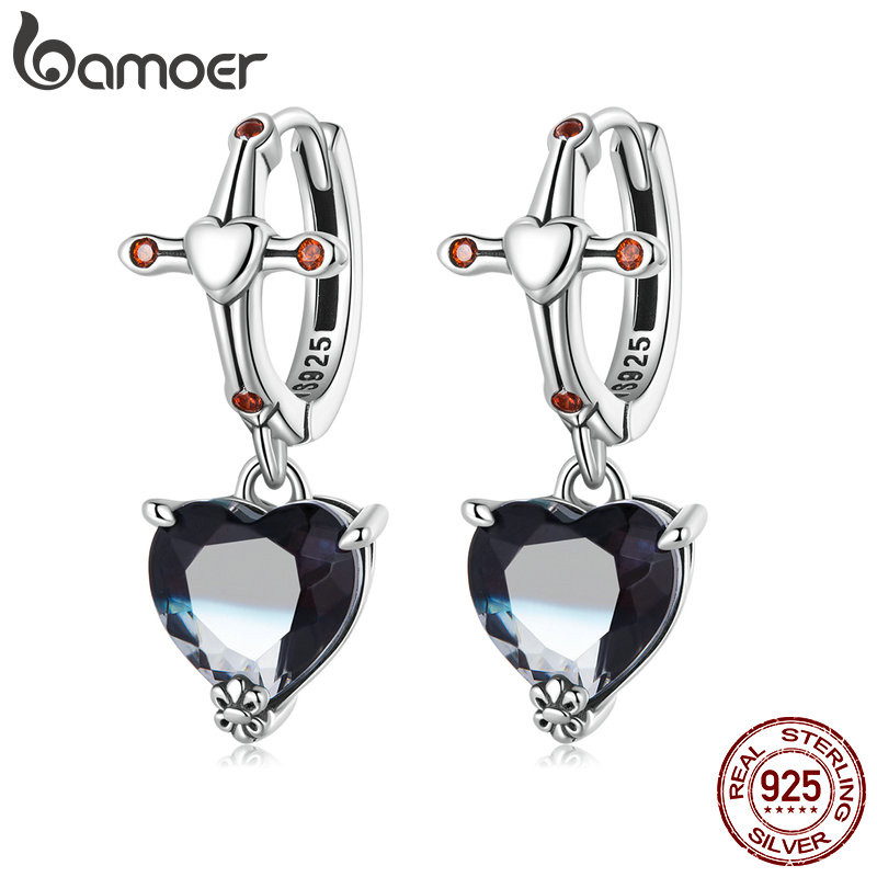 Brincos Bamoer 925 Sterling Sliver Design Cruz Presentes Simples Para Mulheres SCE1518 em Oferta na Shopee