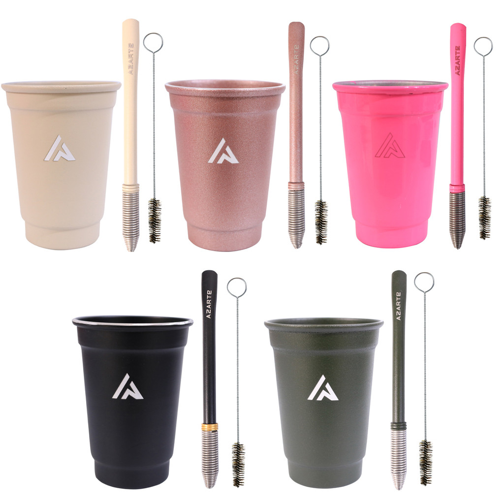 Kit Tereré Bomba Mola Externa em Inox e Copo Alumínio Escova em Oferta na Shopee