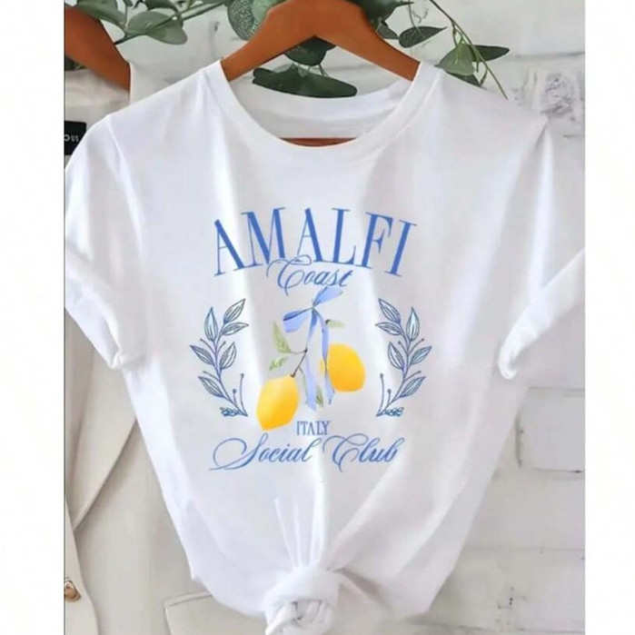 Camiseta Estampada Limão "AMALFI ITÁLIA" Social Club Camisa T-shirt Moda Primavera Verão