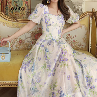 (Trendy) Lovito Vestido Floral Resort Multicolorido Primavera/Verão L135A2D180 em Oferta na Shopee