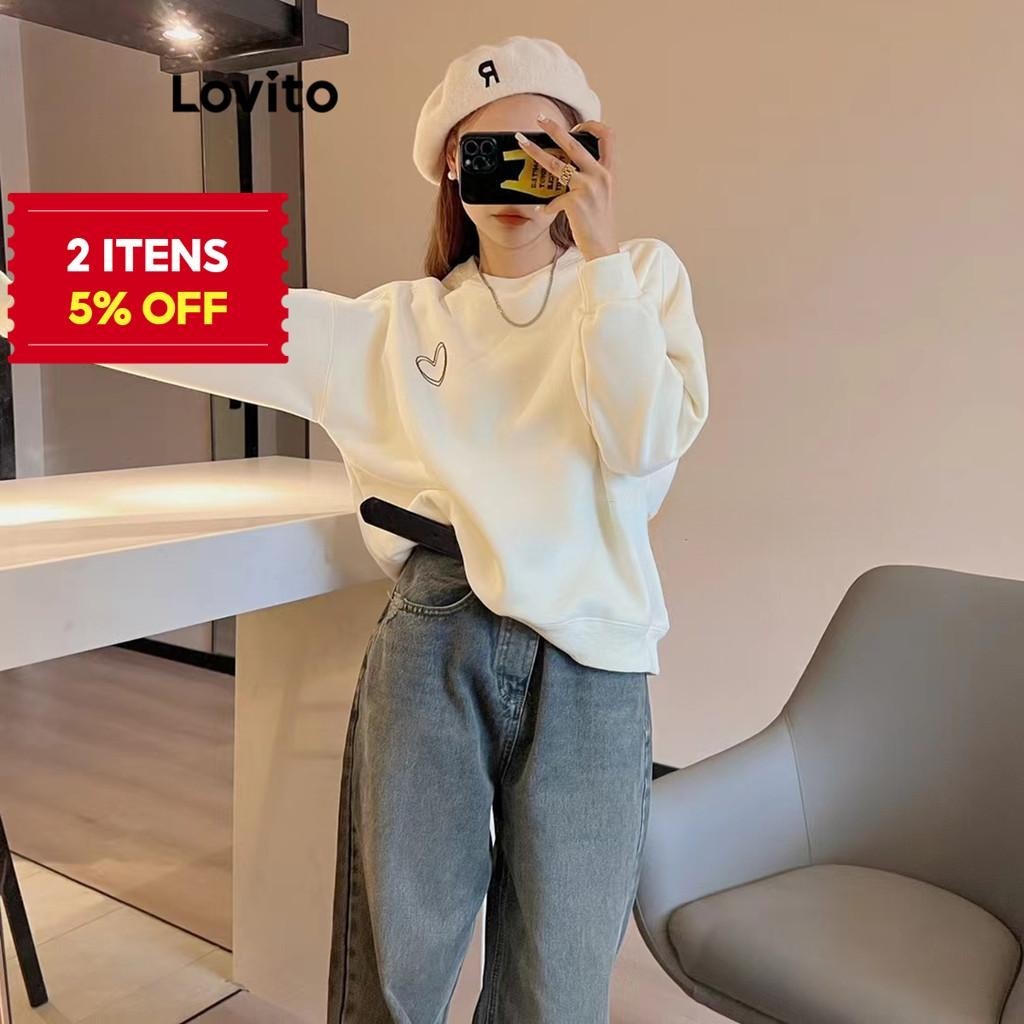 (Trendy) Lovito Moletom Casual Em Formato De Coração Para Mulheres LNA37080 (damasco) - Women Clothes