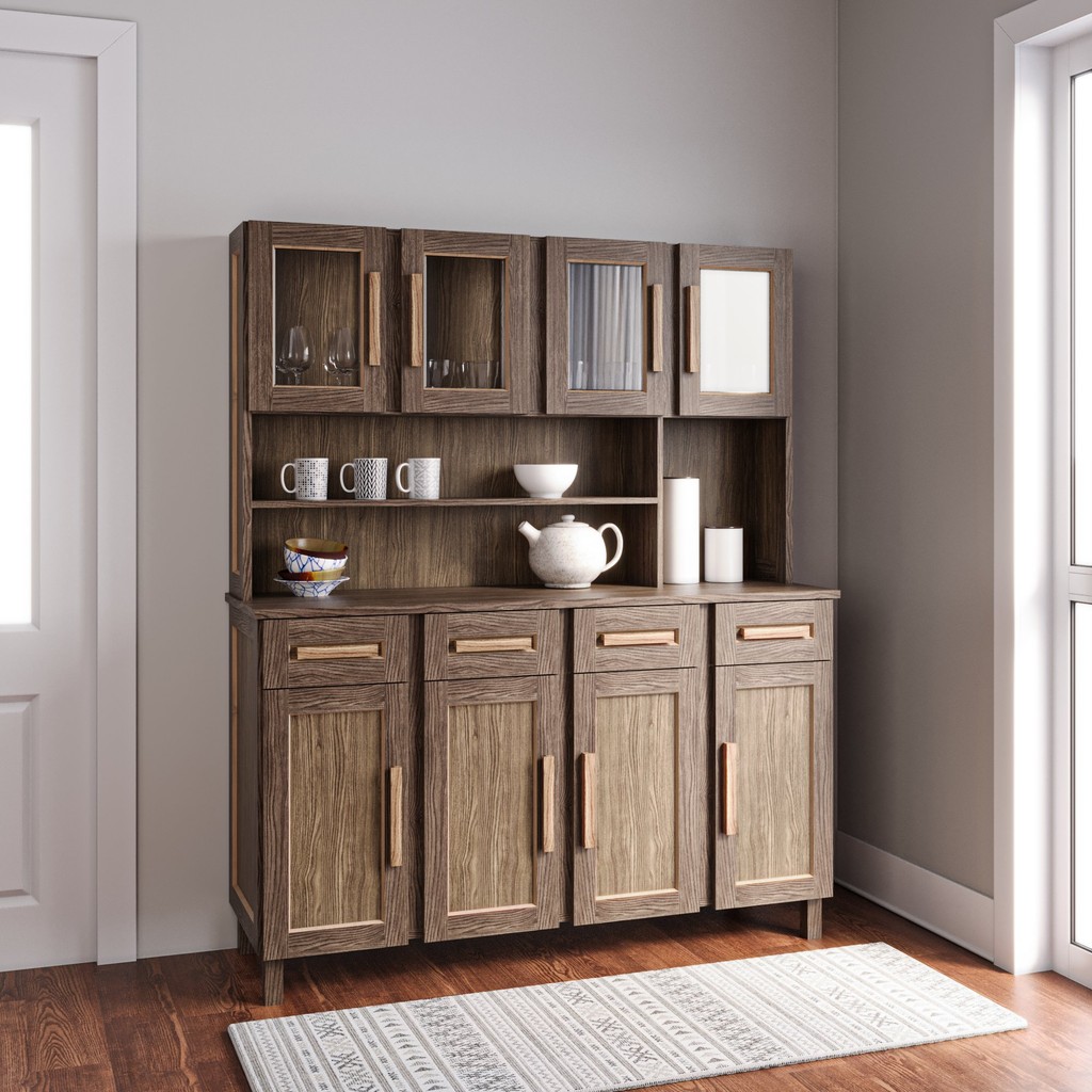 Armário para Cozinha 8 Portas São Luis Imbuia Natural - Home & Living