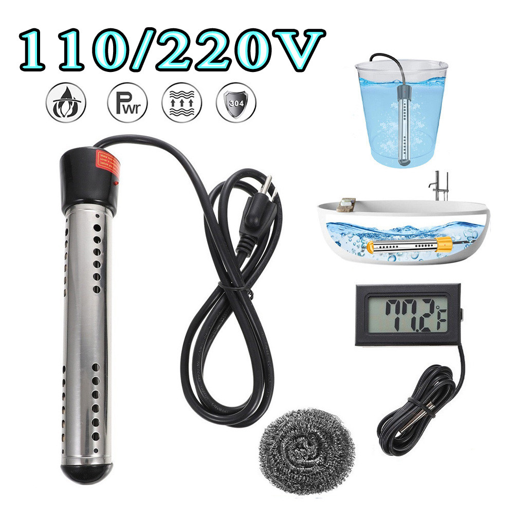 Aquecedor De Água De Imersão 110/220v 1500w Portátil Com Termômetro Alta Qualidade