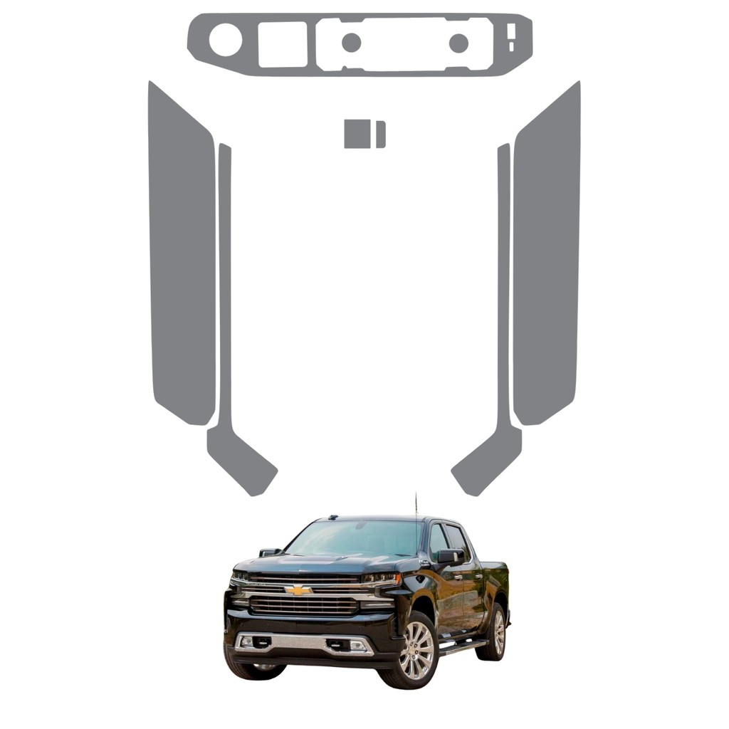 Película PPF Proteção Kit Console Central Console Ar Chevrolet Silverado 2023 2024 2025 Transparente TPU Anti Risco