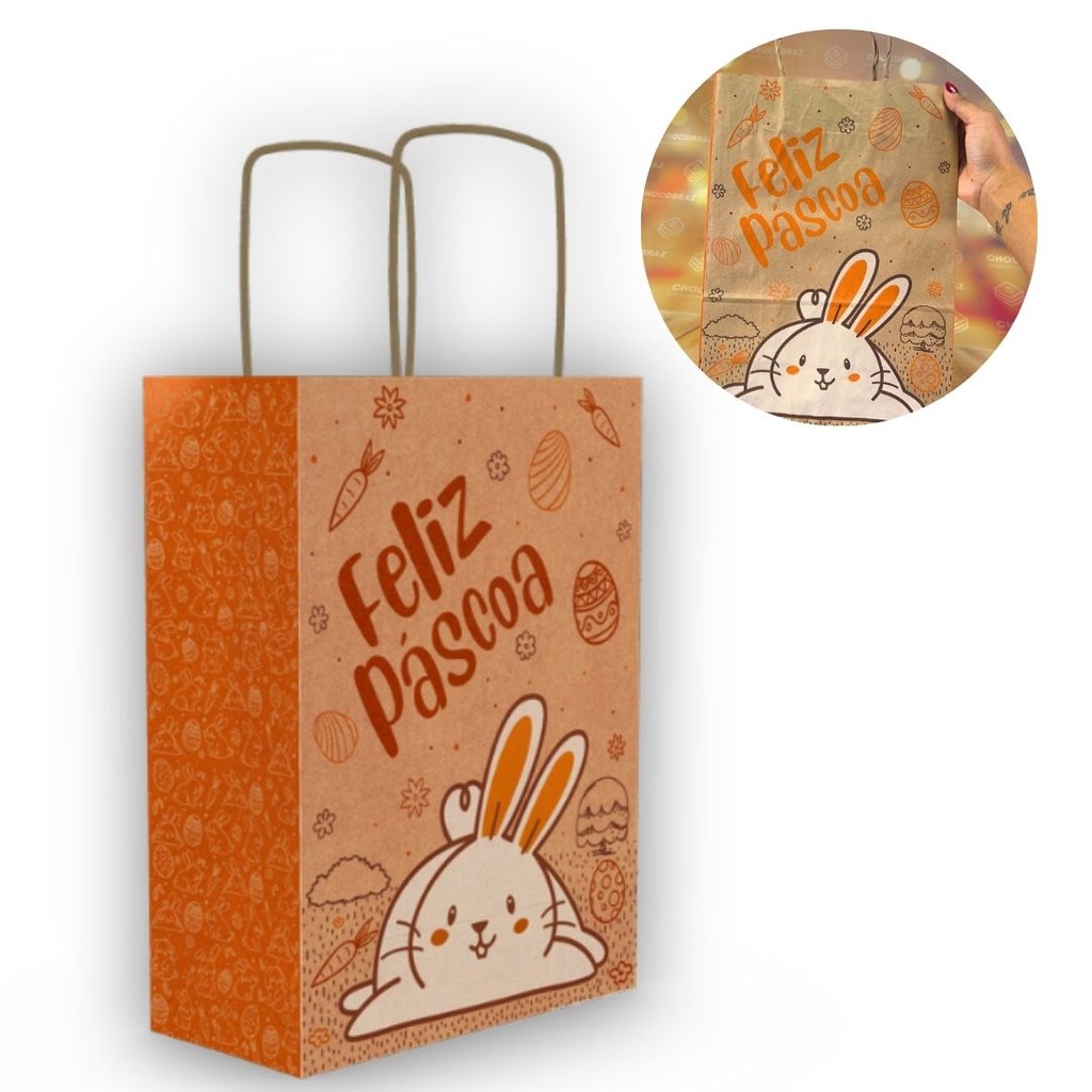 10 SACOLAS ECO P LARANJA - 25x12x34 CM - PASCOA DIVERTIDA 5339(PASCOA IDEIA OUTLET) · foto 2