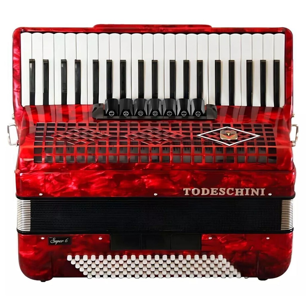 Sanfona Acordeon Todeschini YW827 Vermelho 41 Teclas E 120 Baixos Com Bag