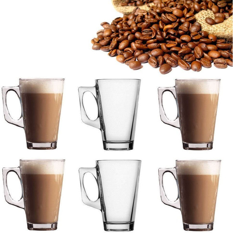 Caneca Vidro Cappuccino 260ml Jogo Com 6 Unidades