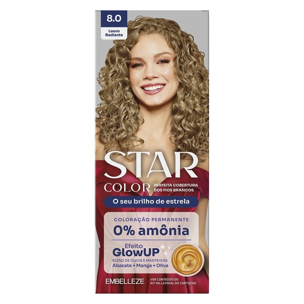 Tintura Starcolor Kit Prático 8.0 Louro Radiante sem Amônia - Beauty