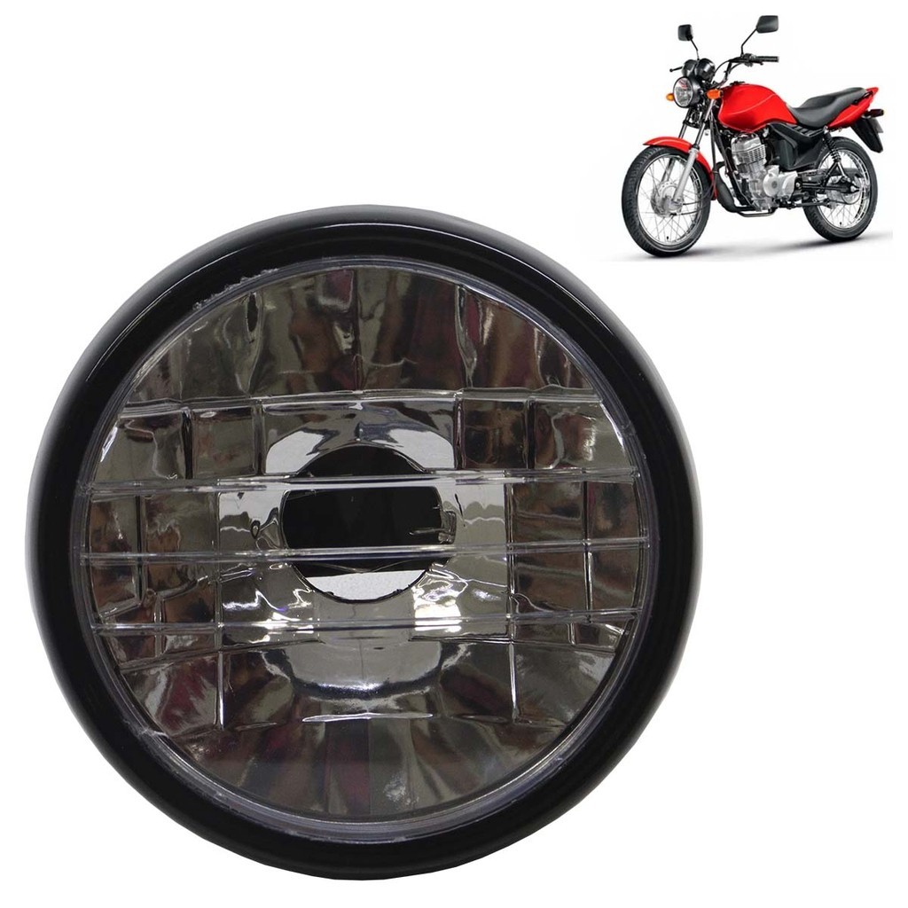 Farol Completo CG 125 Fan 2000 2001 2002 2003 2004 2005 A 2013 Cristal Máscara Cromada Lâmpada H4 Lente Lisa Acrílico em Oferta na Shopee