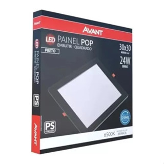 Painel Plafon Led Embutir 24w 30x30 Preto Branco Frio 6500k em Oferta na Shopee