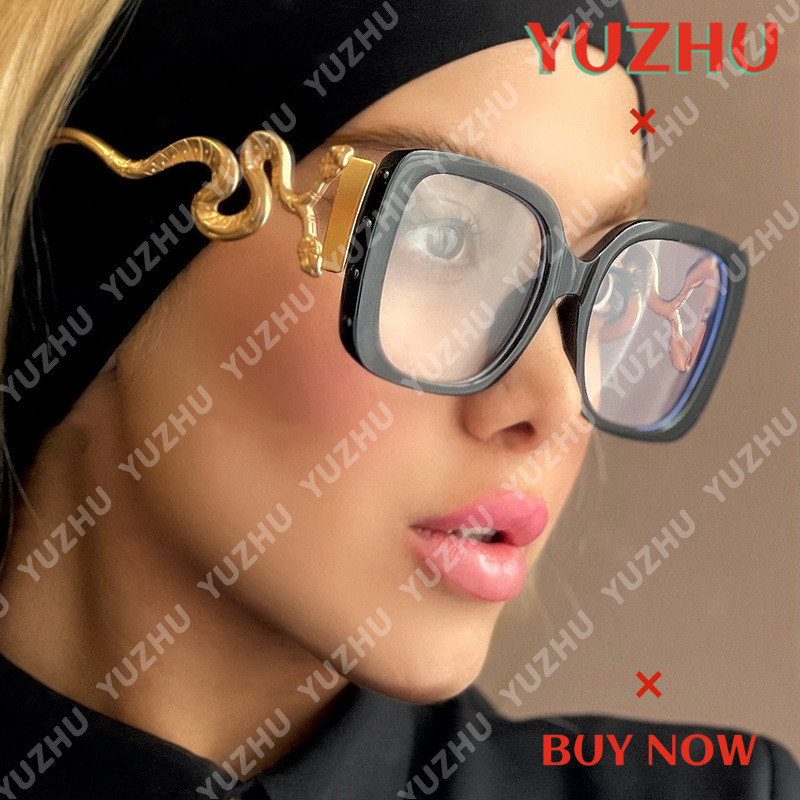 (YUZHU) Óculos Femininos Vintage Com Armação Grande E Perna De Cobra Quadrada Anti-Luz Azul em Oferta na Shopee