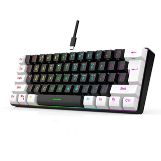 Teclado Com Fio 61 Teclas RGB Backlight Mini Cabo De Alimentação Plugável USB-C Compacto em Oferta na Shopee